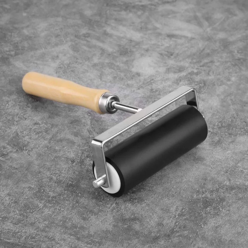Cepillo de Rodillo Rodillo Brayer de Goma con Mango de Madera Antideslizante Herramienta de Arte para Pintar o Estampar, Sólido, Duradero y Anticorrosión