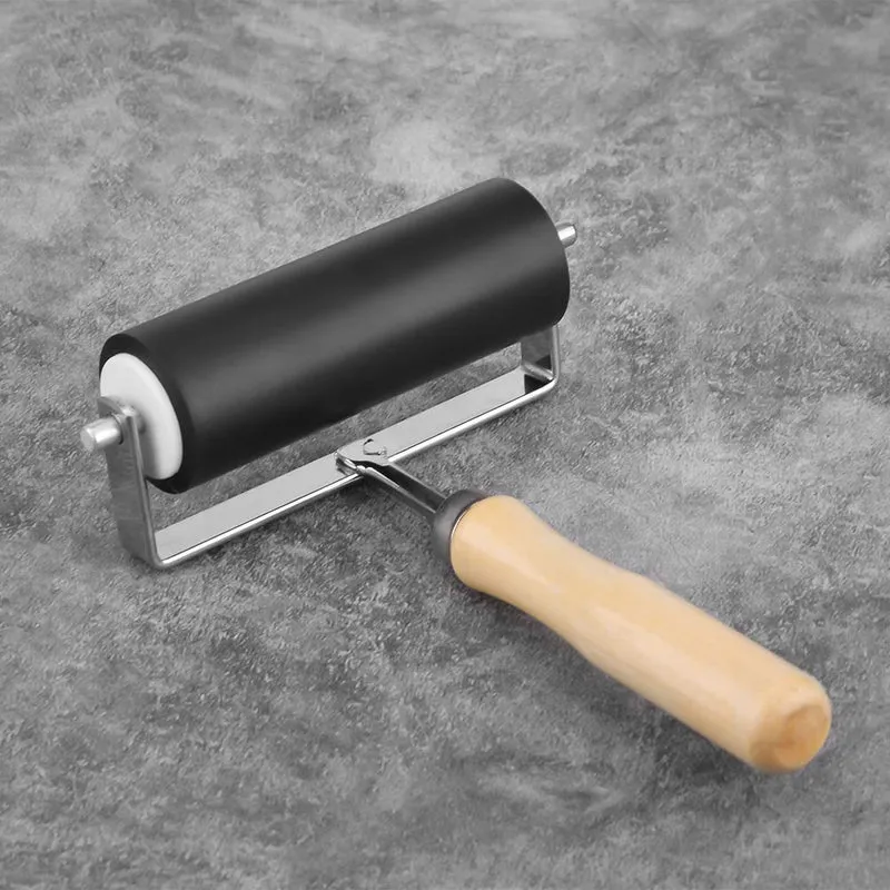 Cepillo de Rodillo Rodillo Brayer de Goma con Mango de Madera Antideslizante Herramienta de Arte para Pintar o Estampar, Sólido, Duradero y Anticorrosión