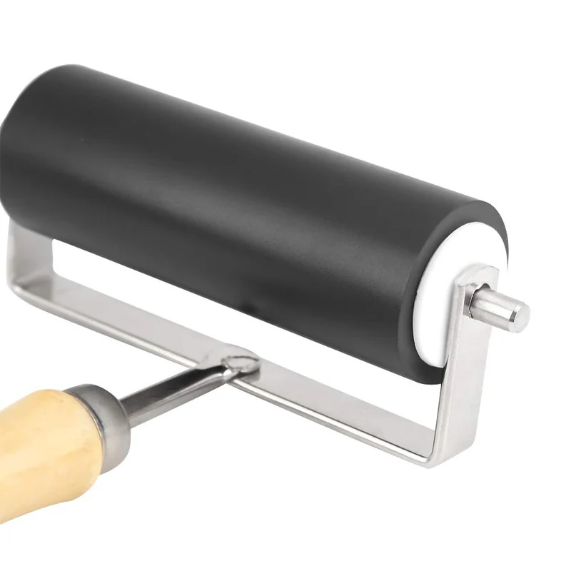 Cepillo de Rodillo Rodillo Brayer de Goma con Mango de Madera Antideslizante Herramienta de Arte para Pintar o Estampar, Sólido, Duradero y Anticorrosión