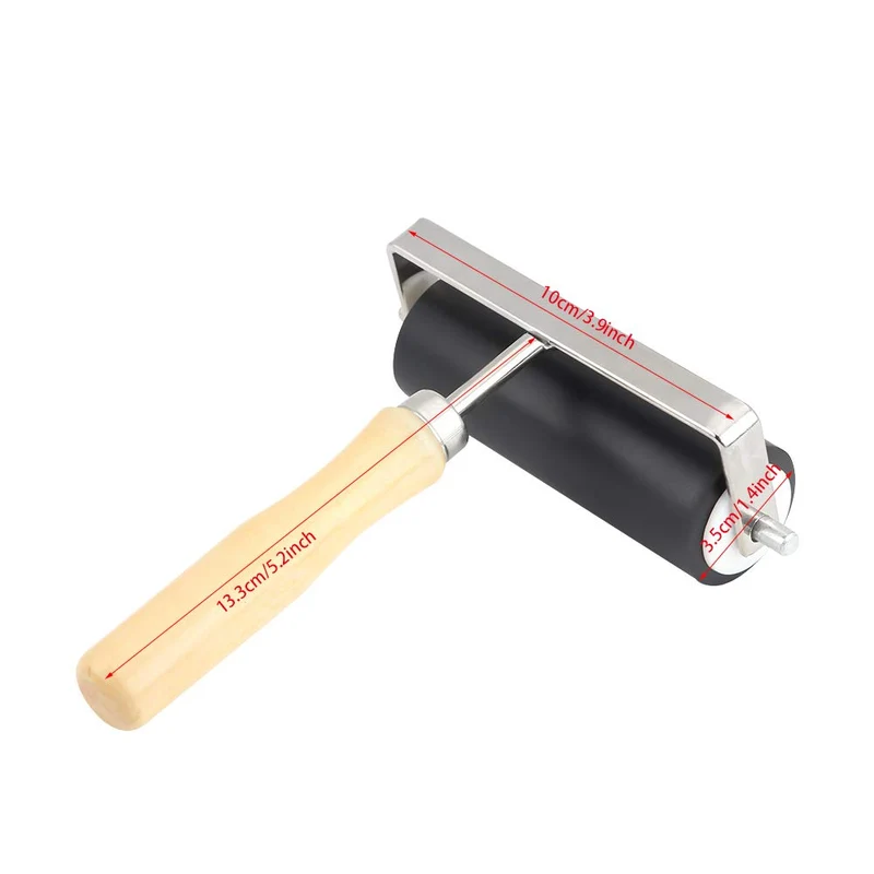 Cepillo de Rodillo Rodillo Brayer de Goma con Mango de Madera Antideslizante Herramienta de Arte para Pintar o Estampar, Sólido, Duradero y Anticorrosión