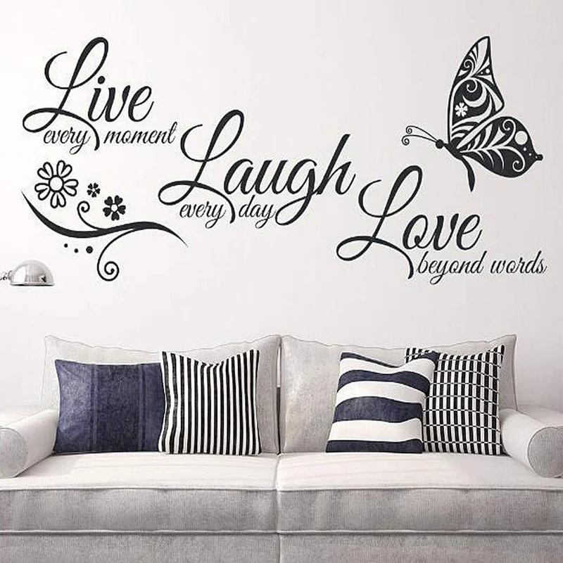 Etiqueta de la pared Extraíble Letras Modernas Patrón TV Antecedentes Arte PVC Pegatinas para la Decoración de la Sala de estar En Casa