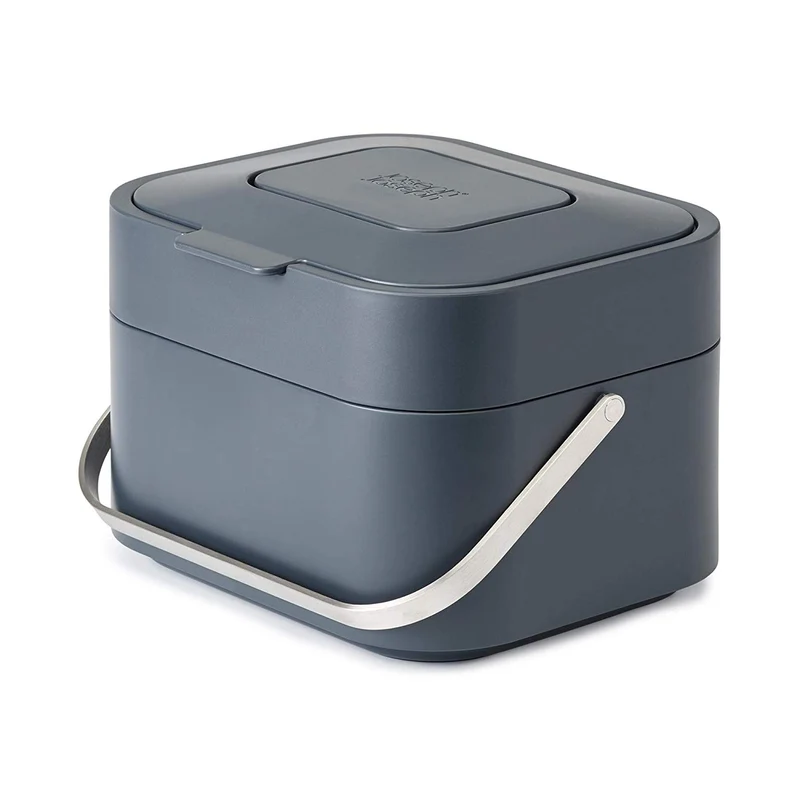 Joseph Joseph 30015 inteligente residuos Stack apilable para compost con olor filtro residuos de alimentos Caddy, 1-Gallon, color blanco roto, Gris, 3.7 L, 1