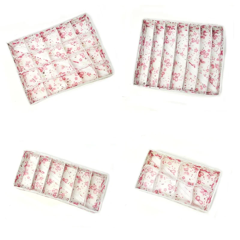 Wrapables - Caja de Almacenamiento Plegable para Ropa Interior y Calcetines, diseño de Mariposa, Juego de 4