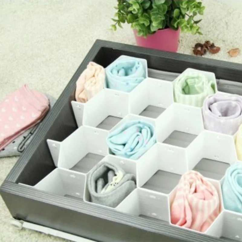 Xin Store - Organizador de cajones con diseño de panal de abeja para ropa interior, calcetines, brasieres, cinturones, bufandas, set de 3 (incluye 24 piezas)