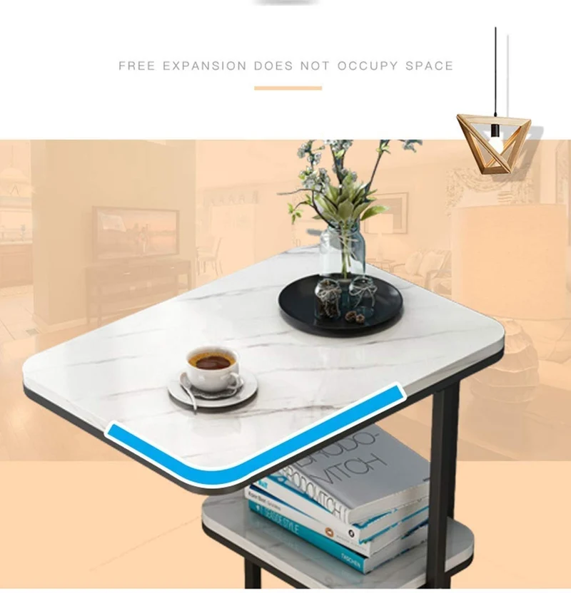 KJRJD 2-Tier mesilla, Sofá Fin Tablas de la Sala, de Noche Perfecto de Noche o de la Sala End/Mesa Decorativa, Marco del rectángulo de sobremesa Robusta de Acero, Diseño de Interiores