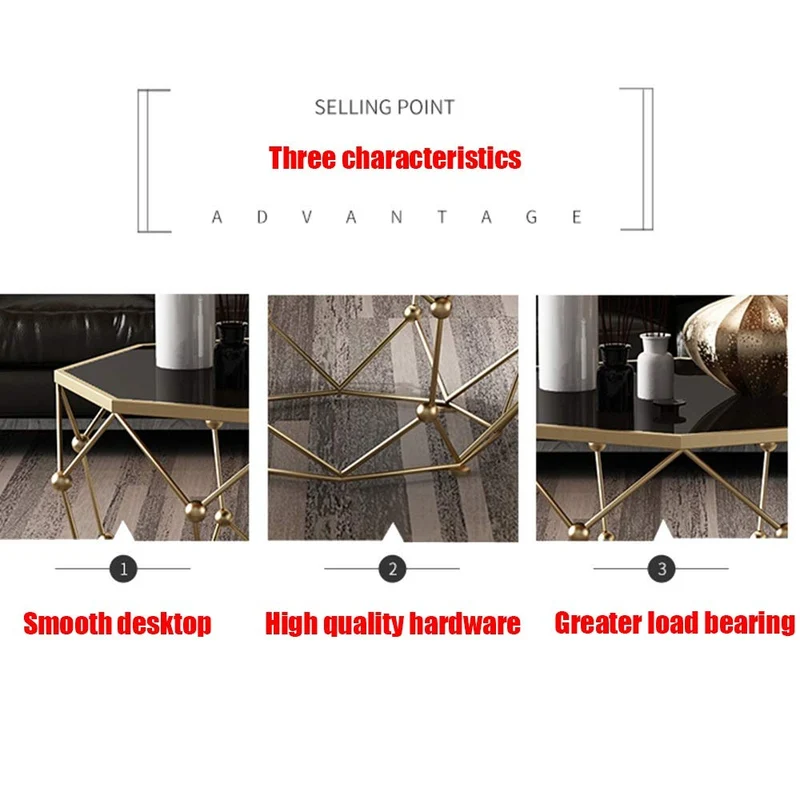 BAOMEI Escritorios Nordic Mesa for sofá for la Sala Dormitorio Ministerio del Interior, diseño geométrico, mármol, Metal, 76x76x45 Cm Estaciones de Trabajo