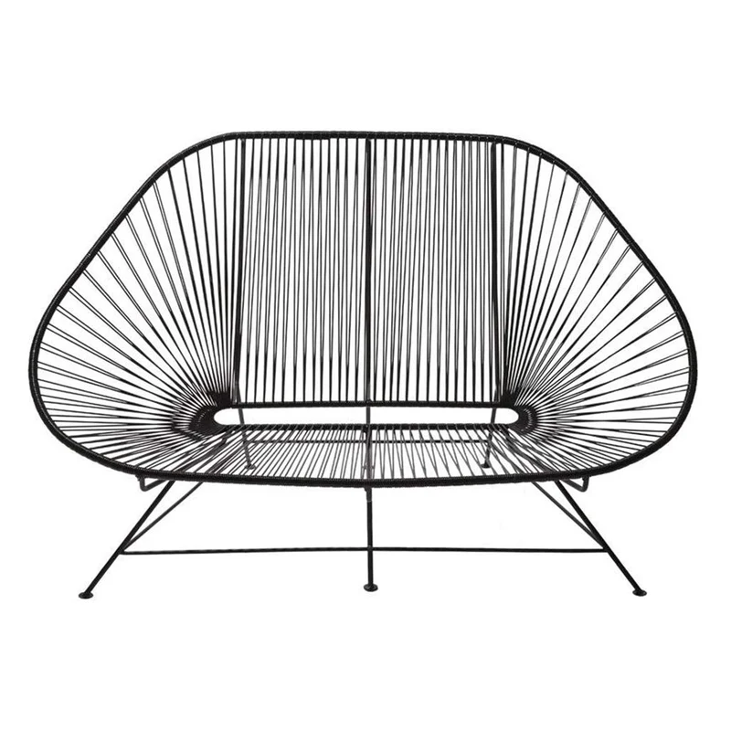 IKAL Banca Doble CLÁSICA, Acero PVC, Banca Acapulco para Jardín y Casa, Artesanal, Envío Gratis, Naranja Neón