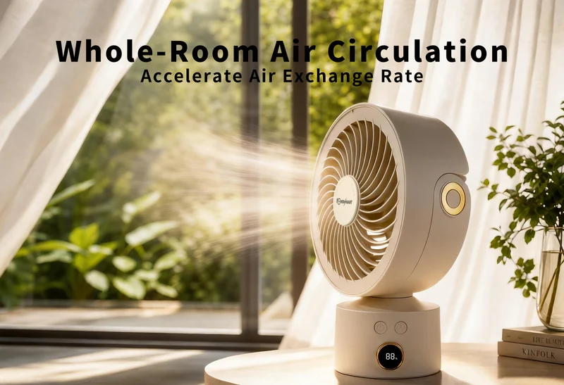 Kabelloser 3D-Luftzirkulator-Tischventilator | Aromatherapie, Smart Display & Persönliche Kühlung