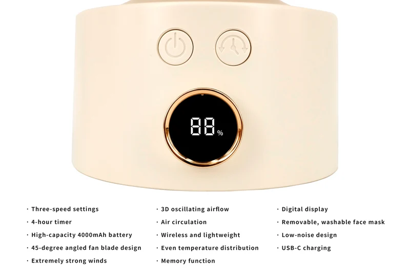 Kabelloser 3D-Luftzirkulator-Tischventilator | Aromatherapie, Smart Display & Persönliche Kühlung
