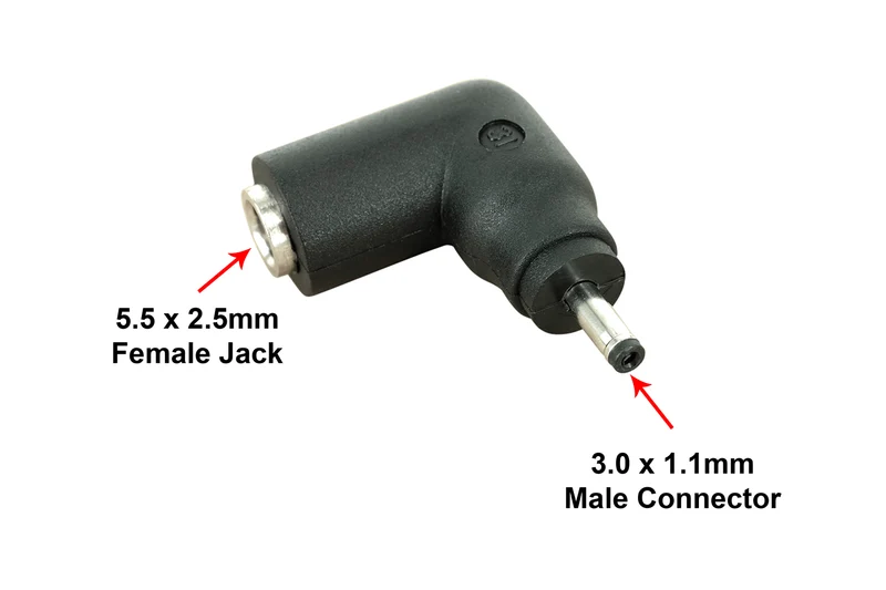 C31 DC-Stromadapter-Anschlussspitze: 5,5 mm x 2,5 mm Buchse auf 3,0 mm x 1,1 mm Stecker