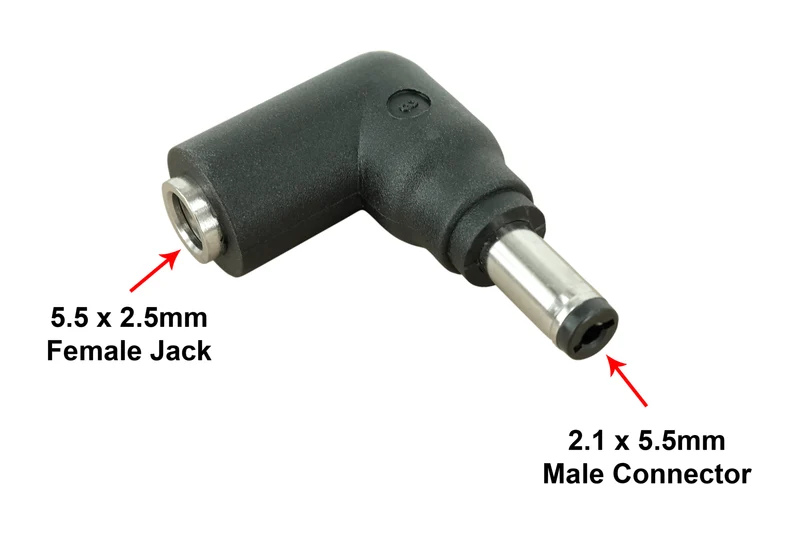 C3 DC-Netzteilanschlussspitze: 5,5 mm x 2,5 mm Buchse auf 5,5 mm x 2,1 mm Stecker