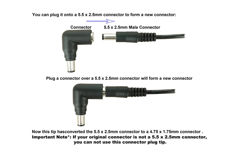 C13 DC-Stromadapter-Anschlussspitze: 5,5 mm x 2,5 mm Buchse auf 6,5 mm x 3,0 mm Stecker