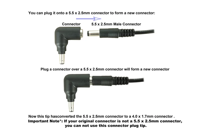 C1 Gleichstrom-Netzteil-Anschluss: 5,5 mm x 2,5 mm Buchse auf 4,0 mm x 1,75 mm Stecker
