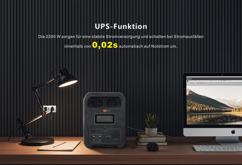 PowerSmart 1200W Portable Power Station 1152Wh | LiFePO4 Akku | Solargenerator