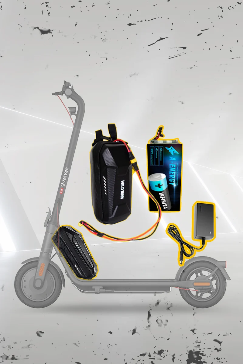 Batería de autonomía conmutada 36V para patinete eléctrico NAVEE Urbano V25 - Instalación fácil y autonomía superior con AF SCOOTERS