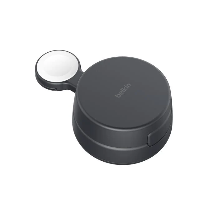 Cargador inalámbrico 2 en 1 Qi2 de 25 W con tecnología MagSafe UltraCharge Pro de Belkin - Antracita
