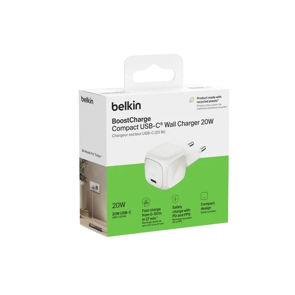 Adaptador de corriente USB-C 20W BoostCharge de Belkin