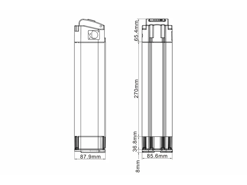 Handy Carry Elektrofahrradakku Li-Ion 36V 13,4Ah/482,4Wh - 38cm Version, Ersatz für Dynabike E-City RT