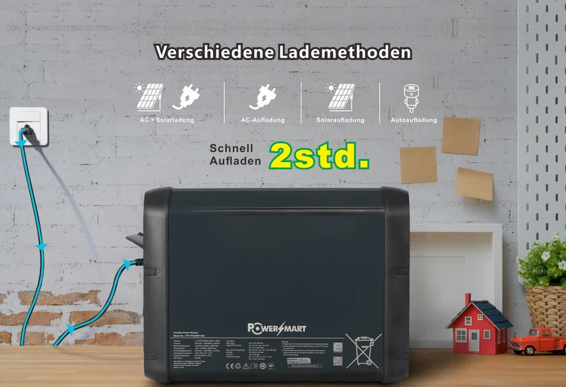 PowerSmart 2200W Portable Power Station 2160Wh | LiFePO4-Akku | Ultraschnelle Ladung