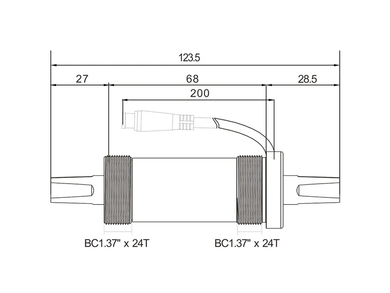 Innenlager mit internem Geschwindigkeitssensor, 3P wasserdichter Stecker, Kabellänge: 200 mm, BB-Breite = 68