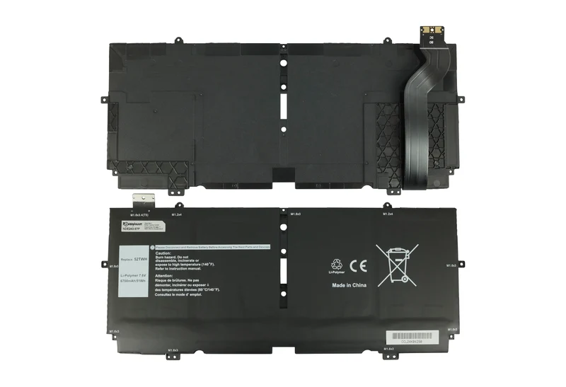 7,6V 6700mAh 52TWH 51Wh Laptop-Akku für Dell XPS 13 7390 Serie