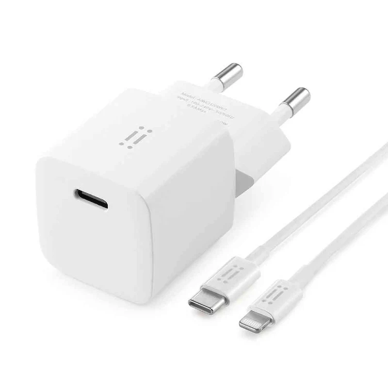 Adaptador de corriente de 25 W GaN con cable de USB-C a Lighting de INTECAT