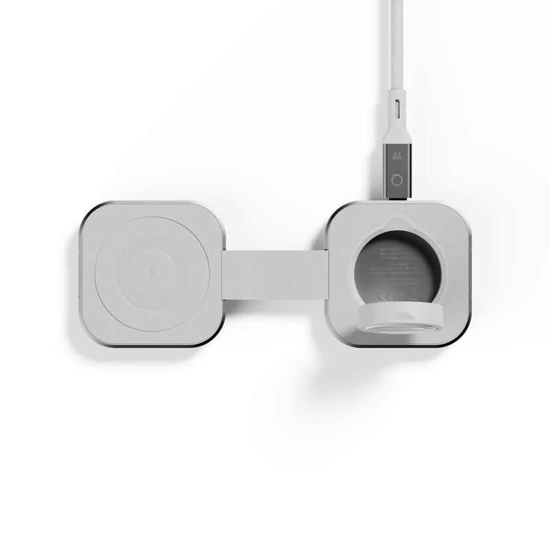 Cargador inalámbrico 2 en 1 Qi2 de LINQ - Blanco