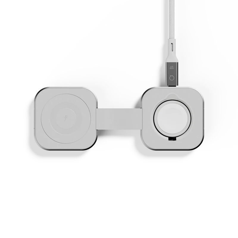 Cargador inalámbrico 2 en 1 Qi2 de LINQ - Blanco