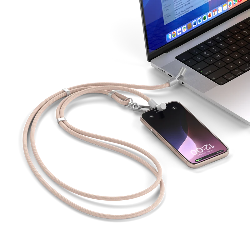 Correa para iPhone OntheGo™ Crossbody con cable USB-C de Satechi - Rosa