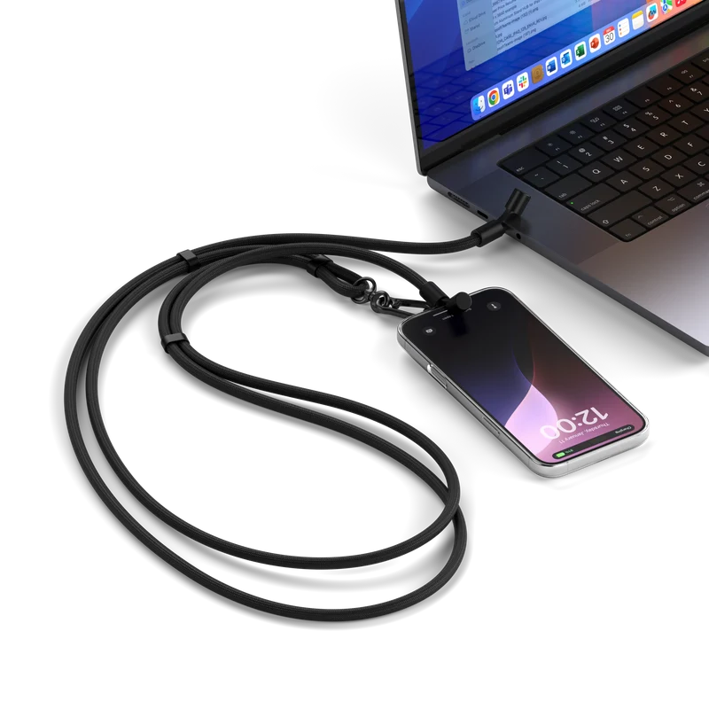 Correa para iPhone OntheGo™ Crossbody con cable USB-C de Satechi - Negro
