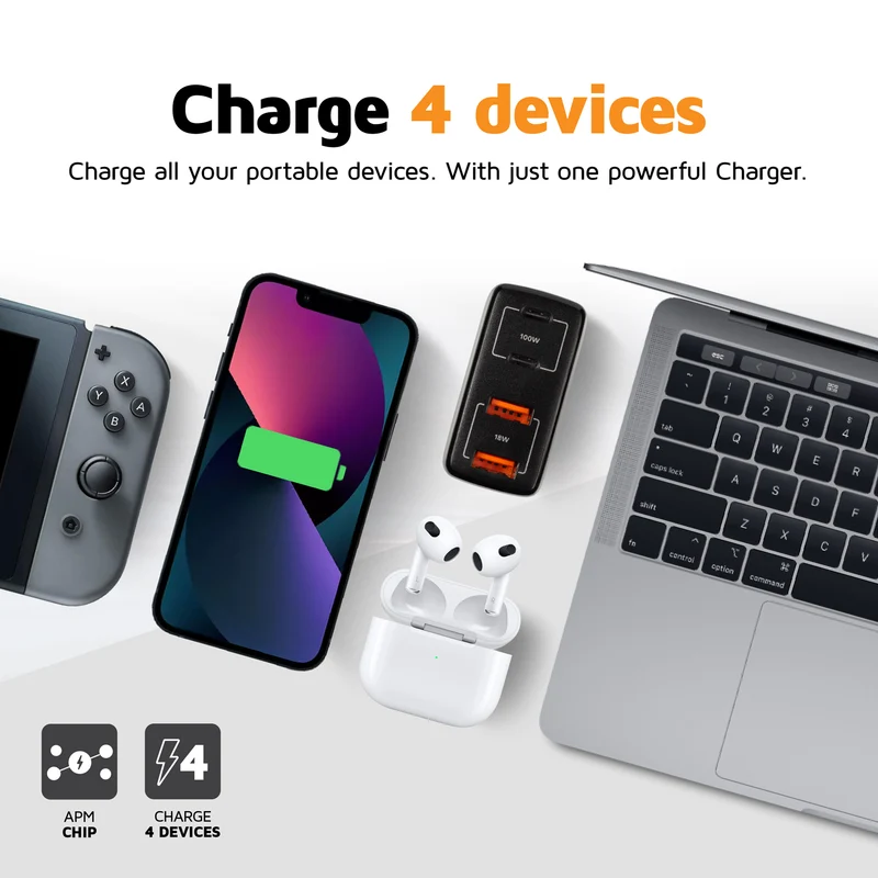 Adaptador de corriente 4 en 1 USB-C de Xtorm - 100 W