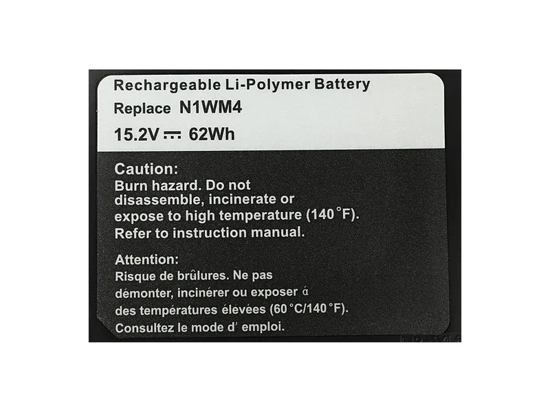 15,2 V 4130 mAh 62 Wh N1WM4 Laptop-Akku für Dell Alienware 13 R1 R2 Serie