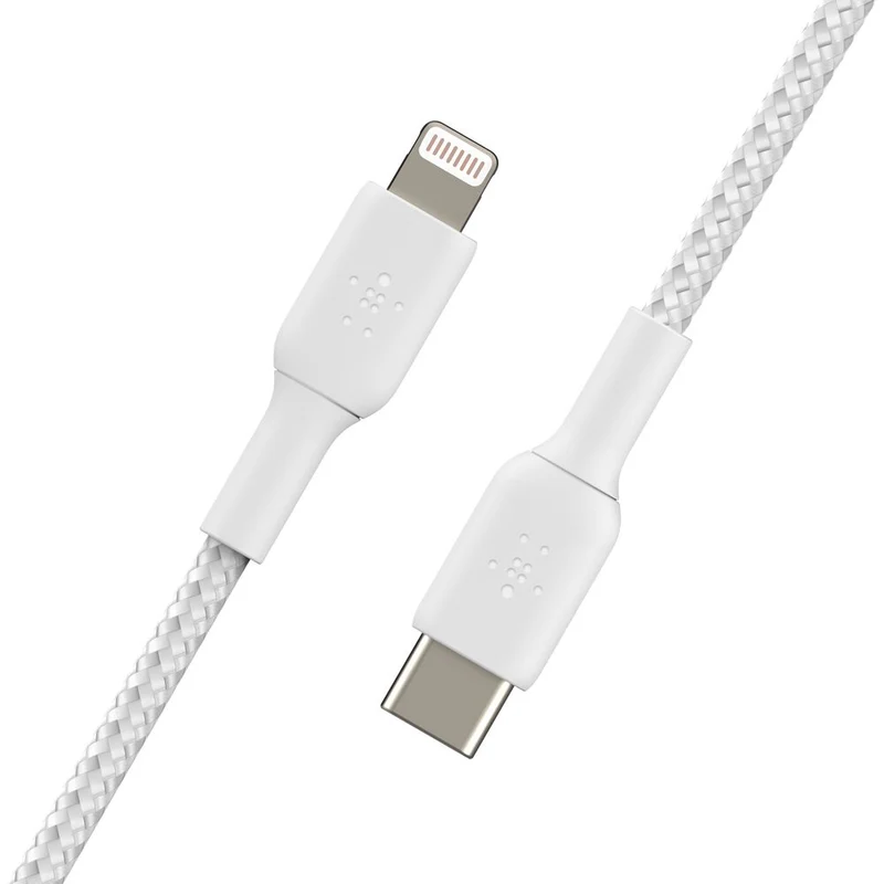 Cable BOOST↑CHARGE de USB-A a Lightning Trenzado (2 m) de Belkin - Blanco