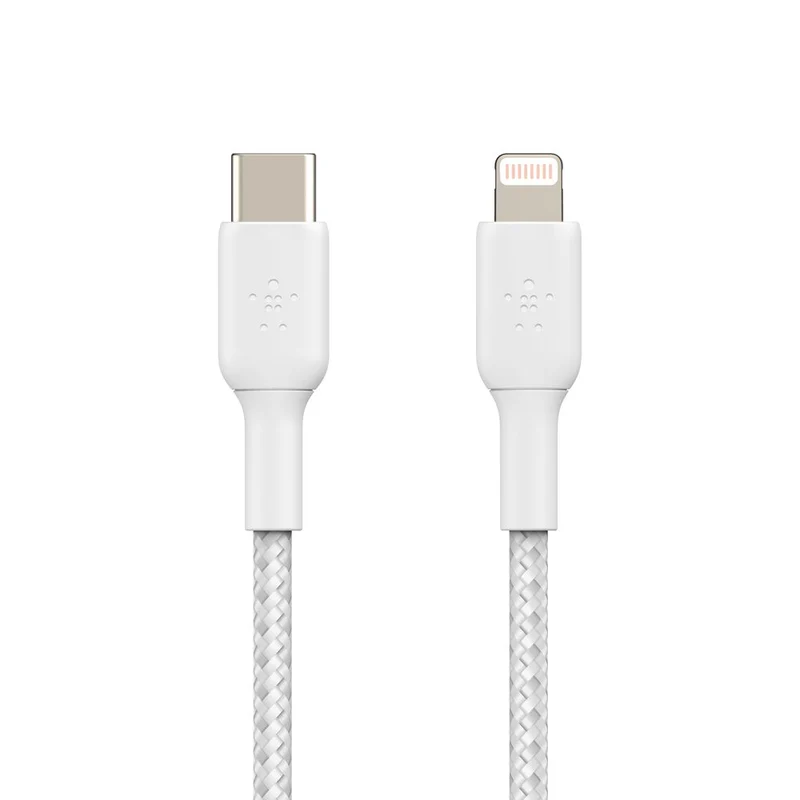 Cable BOOST↑CHARGE de USB-A a Lightning Trenzado (2 m) de Belkin - Blanco