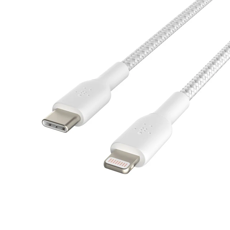 Cable BOOST↑CHARGE de USB-A a Lightning Trenzado (2 m) de Belkin - Blanco