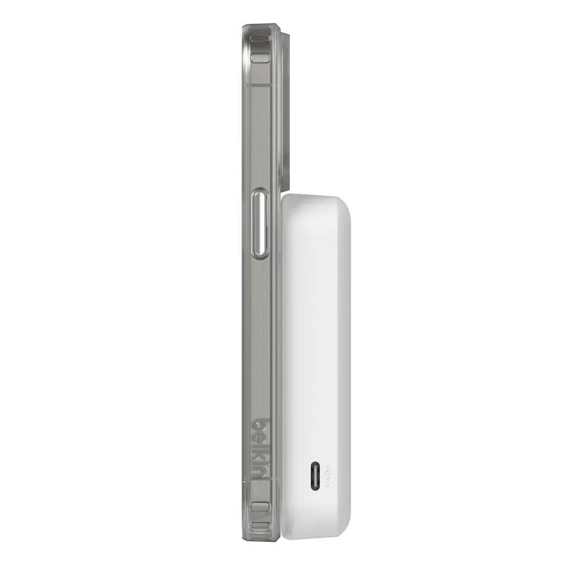 Batería externa de 10,000 mAh Qi2 MagSafe con soporte de Belkin - Blanco