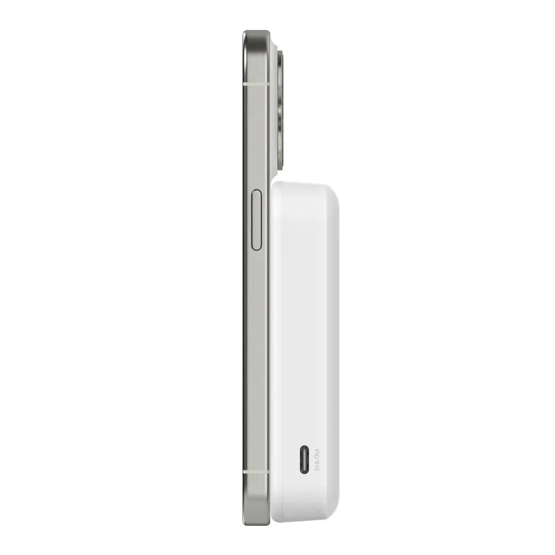 Batería externa de 10,000 mAh Qi2 MagSafe con soporte de Belkin - Blanco