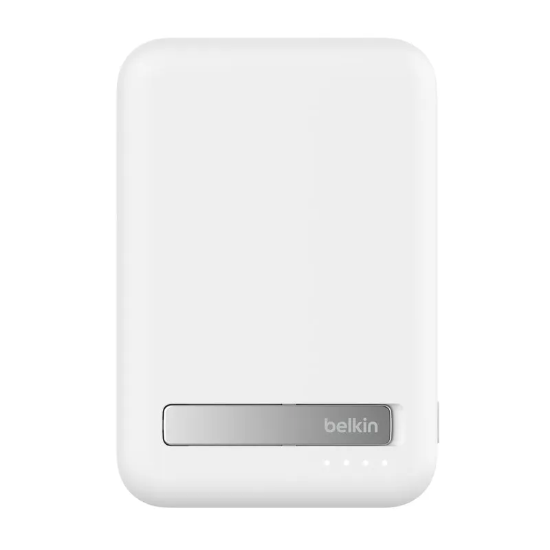 Batería externa de 10,000 mAh Qi2 MagSafe con soporte de Belkin - Blanco
