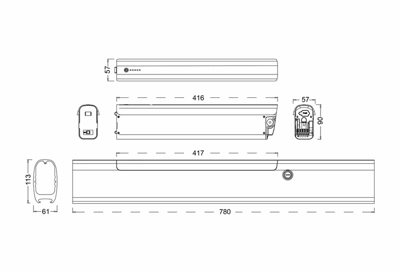 Elektrofahrradakku Li-Ion 36V - 11,6Ah/417,6Wh, Ersatz für Qwic MD9 Premium I, MN7 Premium I