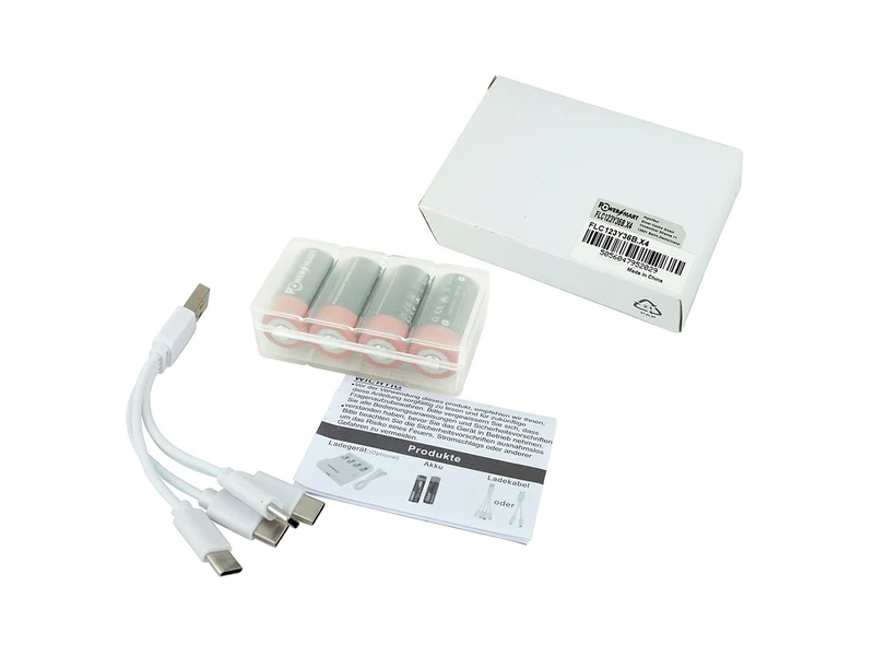 USB CR123 Lithium-Ionen-Akku, 4er-Pack, 3,6 V, 850 mAh, mit Typ-C-Anschluss