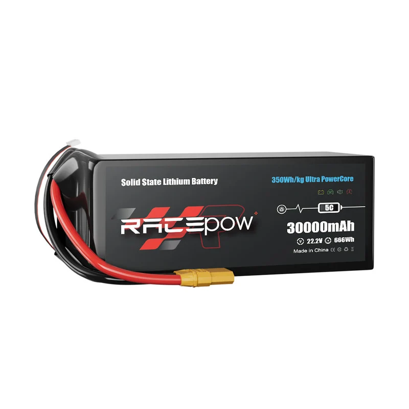 Batería semisólida de alta densidad energética de 350 Wh/kg, 30000 mAh, 22.2 V, 6S para drones multirrotor y VTOL de mapeo.