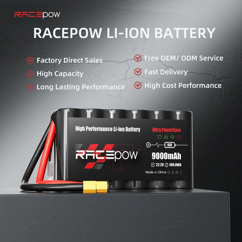 Batería de litio 21700 de alta capacidad de 22.2 V y 9000 mAh para dron FPV