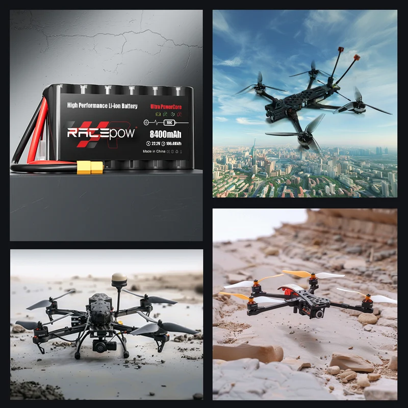 Batería de litio 21700 de alta capacidad de 22.2 V y 8400 mAh para dron FPV