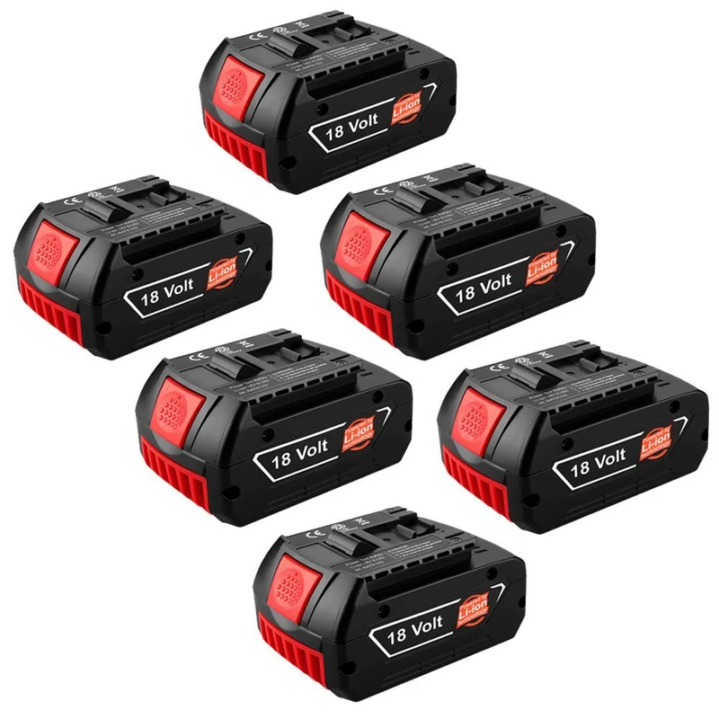 18V 5.5Ah 6 Stück Für Bosch BAT610G Li-ion Akku Ersatz mit LED / Kompatibel mit BAT609 BAT610G BAT618G BAT620 BAT621