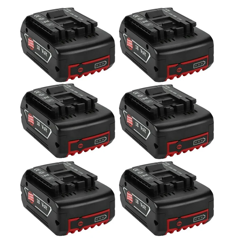 18V 5.5Ah 6 Stück Für Bosch BAT610G Li-ion Akku Ersatz mit LED / Kompatibel mit BAT609 BAT610G BAT618G BAT620 BAT621