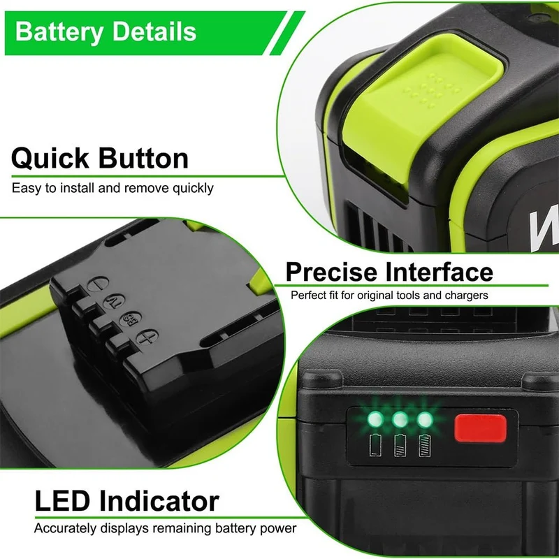 20V Max 7.0Ah Lithium Batterie für Worx WA3579 WA3520 WA3575 WA3578 WA3525 WG160 2-Stück