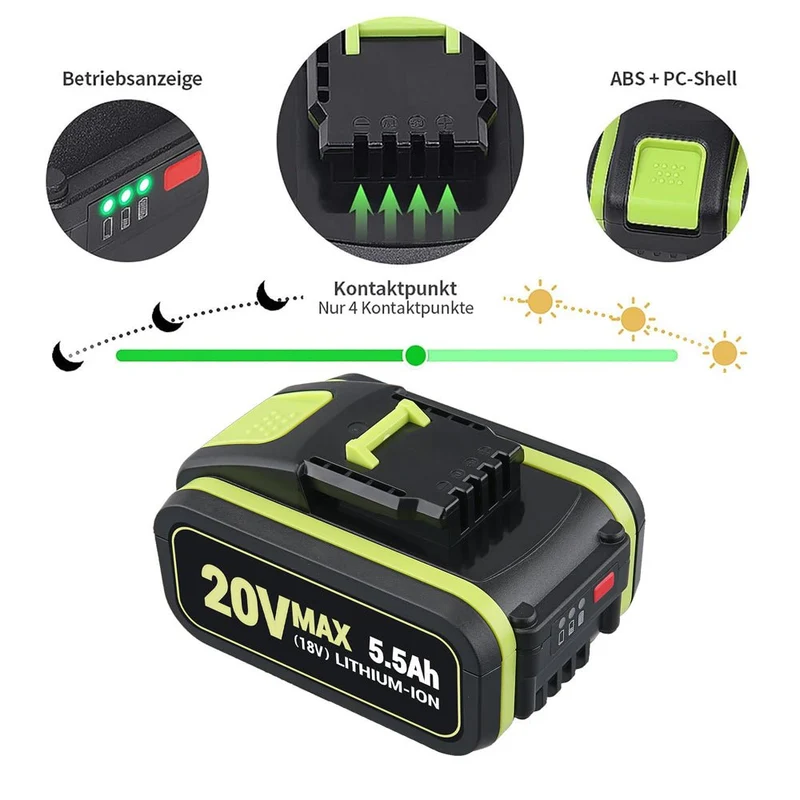 20V Max 5Ah Lithium Batterie für Worx WA3579 WA3520 WA3575 WA3578 WA3525 WG160