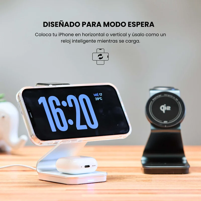 Combo MagSafe – Funda Carbon & Estación de Carga Inalámbrica 3 en 1 Qi2