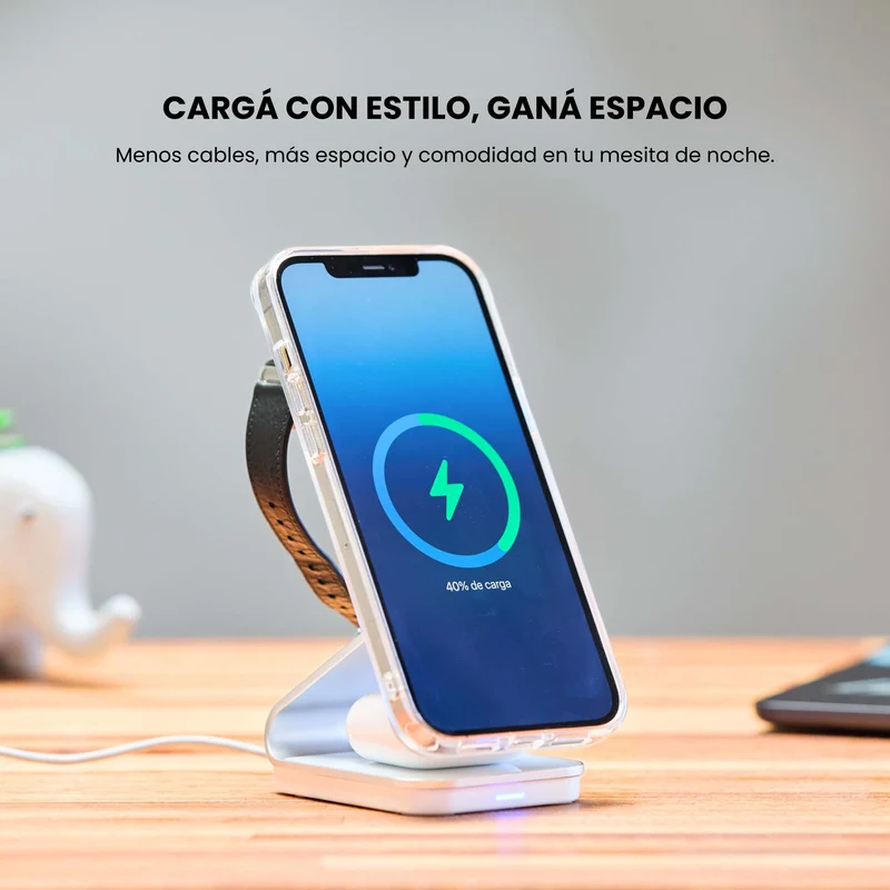 Combo MagSafe – Funda Carbon & Estación de Carga Inalámbrica 3 en 1 Qi2