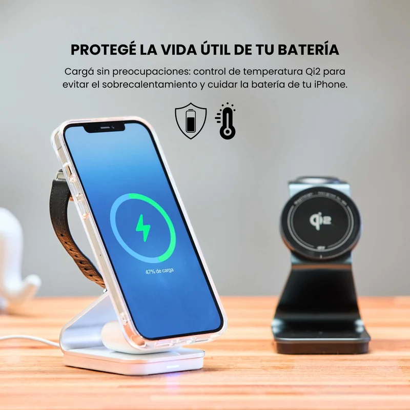 Combo MagSafe – Funda Carbon & Estación de Carga Inalámbrica 3 en 1 Qi2